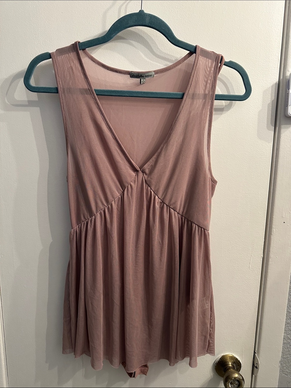 Charlotte Russe Dusty Mauve V-Neck Bodysuit